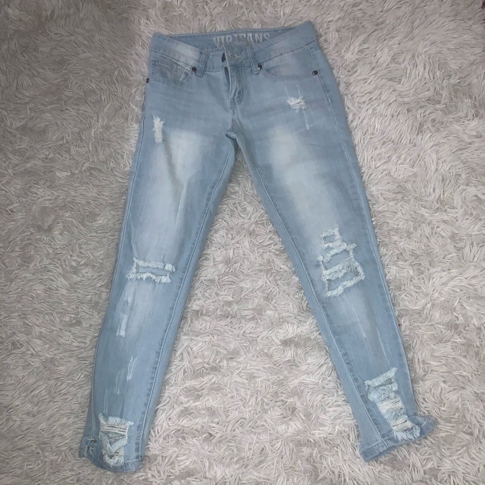 Ripped low rise jeans